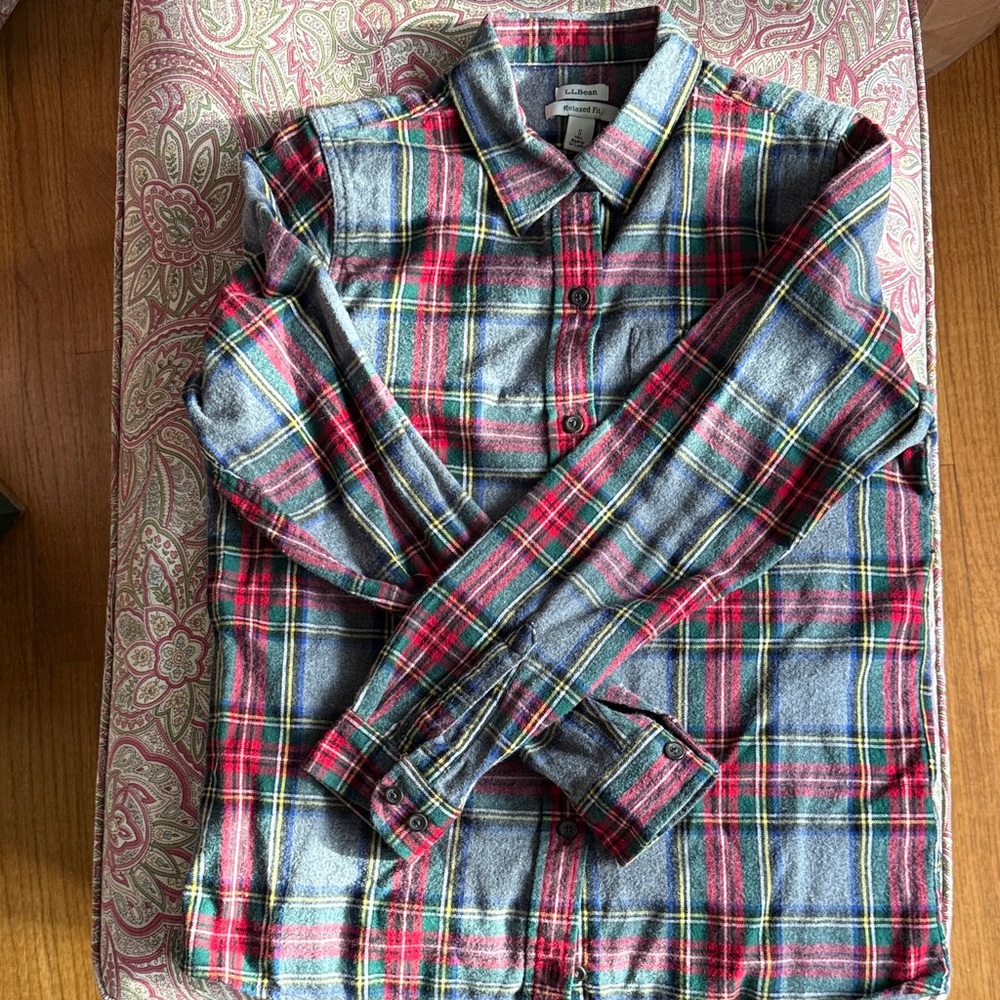 L.L. Bean Red and Blue Plaid flannel Casual Shirt